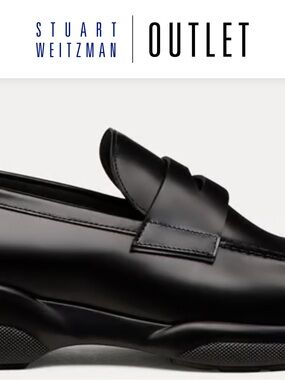 Stuart Weitzman Black Leather Penny Slip-On Loafers